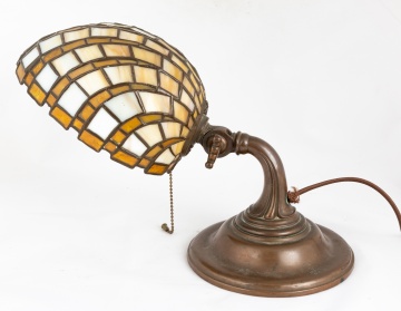 Duffner and Kimberly Leaded Glass and Bronze Desk Lamp